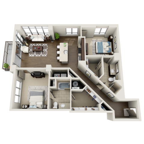 B2B Floorplan 1295 Sq Ft