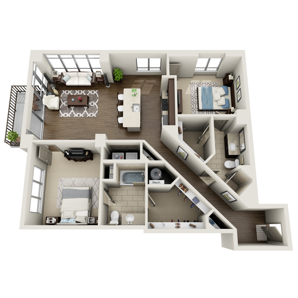 B2B Floorplan 1295 Sq Ft